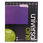 Universal Deluxe Colored Top Tab File Folders, 1/3-Cut Tabs: Assorted, Letter Size, Violet/Light Violet, 100/Box view 2