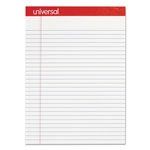 Universal Perforated Ruled Writing Pads, Wide/Legal Rule, Red Headband, 50 White 8.5 x 11.75 Sheets, Dozen view 1