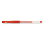 Universal Comfort Grip Gel Pen, Stick, Medium 0.7 mm, Red Ink, Clear Barrel, Dozen view 1