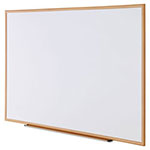 Universal Deluxe Melamine Dry Erase Board, 72 x 48, Melamine White Surface, Oak Fiberboard Frame view 1