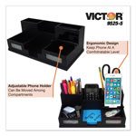 Victor Midnight Black Desk Organizer with Smartphone Holder, 10 1/2 x 5 1/2 x 4, Wood view 2