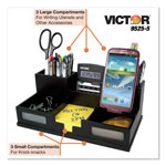 Victor Midnight Black Desk Organizer with Smartphone Holder, 10 1/2 x 5 1/2 x 4, Wood view 3
