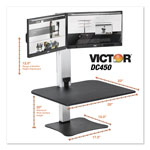 Victor DC450 High Rise Electric Dual Monitor Standing Desk Workstation, 28w x 23d x 20.25h, Black/Aluminum view 4