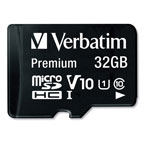 Verbatim 32GB Premium microSDHC Memory Card with Adapter, Up to 90MB/s Read Speed view 1