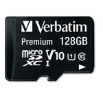Verbatim 128GB Premium microSDXC Memory Card with Adapter, Up to 90MB/s Read Speed view 1