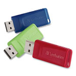 Verbatim Store 'n' Go USB Flash Drive, 4 GB, Assorted Colors, 3/Pack view 1