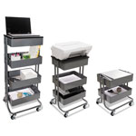 Vertiflex Products Multi-Use Storage Cart/Stand-Up Workstation, 15.25w x 11.25d x 18.5 to 39h, Gray view 4