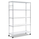Alera 5-Shelf Wire Shelving Kit with Casters and Shelf Liners, 48w x 18d x 72h, Silver orginal image