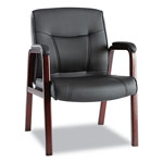 Alera Madaris Series Leather Guest Chair with Wood Trim Legs, 24.88