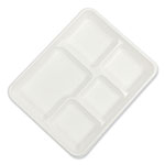 Amercare Bagasse PFAS-Free Food Tray, 5-Compartment, 8.26 x 10.23 x 0.94, White, Bamboo/Sugarcane, 500/Carton orginal image