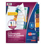 Avery Customizable Table of Contents Ready Index Dividers with Multicolor Tabs, 8-Tab, 1 to 8, 11 x 8.5, Translucent, 1 Set orginal image