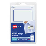 Avery Flexible Adhesive Name Badge Labels, 3.38 x 2.33, White/Blue Border, 40/Pack orginal image
