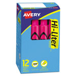 Avery HI-LITER Desk-Style Highlighters, Chisel Tip, Fluorescent Pink, Dozen orginal image