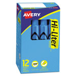 Avery HI-LITER Desk-Style Highlighters, Chisel Tip, Fluorescent Blue, Dozen orginal image