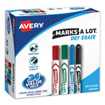Avery MARKS A LOT Desk/Pen Style Dry Erase Marker Combo Pack, 12 Broad Bullet Tip, 12 Broad Chisel Tip, Assorted Colors, 24/Pack orginal image