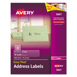 Avery Matte Clear Easy Peel Mailing Labels w/ Sure Feed Technology, Laser Printers, 1 x 4, Clear, 20/Sheet, 50 Sheets/Box orginal image