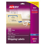 Avery Matte Clear Shipping Labels, Inkjet Printers, 8.5 x 11, Clear, 25/Pack orginal image