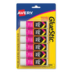 Avery Permanent Glue Stic Value Pack, 0.26 oz, Applies White, Dries Clear, 6/Pack orginal image