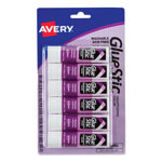 Avery Permanent Glue Stic Value Pack, 0.26 oz, Applies Purple, Dries Clear, 6/Pack orginal image