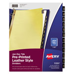 Avery Preprinted Black Leather Tab Dividers w/Gold Reinforced Edge, 12-Tab, Ltr orginal image