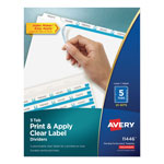 Avery Print and Apply Index Maker Clear Label Dividers, 5 White Tabs, Letter, 25 Sets orginal image