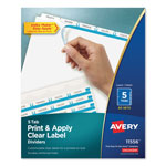 Avery Print and Apply Index Maker Clear Label Dividers, 5 White Tabs, Letter, 50 Sets orginal image