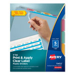 Avery Print and Apply Index Maker Clear Label Plastic Dividers with Printable Label Strip, 5-Tab, 11 x 8.5, Translucent, 1 Set orginal image