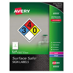 Avery Surface Safe Removable Label Safety Signs, Inkjet/Laser Printers, 8 x 8, White, 15/Pack orginal image