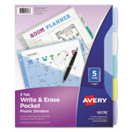 Avery Write and Erase Durable Plastic Dividers with Pocket, 3-Hold Punched, 5-Tab, 11.13 x 9.25, Assorted, 1 Set orginal image