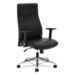 Basyx by Hon Define Executive High-Back Leather Chair, Supports up to 250 lbs., Black Seat/Black Back, Polished Chrome Base orginal image