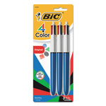 Bic 4-Color Retractable Ballpoint Pen, 1mm, Black/Blue/Green/Red Ink, Blue Barrel, 3/Pack orginal image