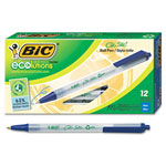 Bic Ecolutions Clic Stic Retractable Ballpoint Pen, 1mm, Blue Ink, Clear Barrel, Dozen orginal image