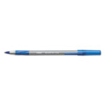 Bic Round Stic Grip Xtra Comfort Stick Ballpoint Pen, 0.8mm, Blue Ink, Gray Barrel, Dozen orginal image