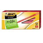 Bic Round Stic Xtra Life Stick Ballpoint Pen, 1mm, Red Ink, Translucent Red Barrel, Dozen orginal image