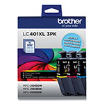 Brother LC401XL3PKS High-Yield Ink, 500 Page-Yield, Cyan/Magenta/Yellow, 3/Pack orginal image