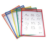 C-Line Reusable Dry Erase Pockets, 9 x 12, Assorted Primary Colors, 5/Pack orginal image