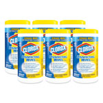 Clorox Disinfecting Wipes, 7 x 8, Lemon Fresh, 75/Canister, 6/Carton orginal image