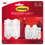 Command® General Purpose Designer Hooks, Small/Medium, 3 lb Cap, White, 4 Hooks and 4 Strips/Pack orginal image