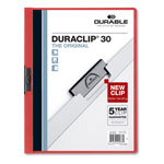 Durable Vinyl DuraClip Report Cover w/Clip, Letter, Holds 30 Pages, Clear/Red, 25/Box orginal image