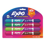 Expo® 2-in-1 Dry Erase Markers, Broad/Fine Chisel Tip, Assorted Colors, 4/Pack orginal image