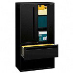 Hon 700 Series Lateral File with Storage Cabinet, 36w x 18d x 64.25h, Black orginal image