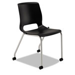 Hon Motivate Four-Leg Stacking Chair, Onyx Seat/Black Back, Platinum Base, 2/Carton orginal image