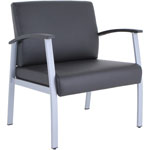 Lorell Big & Tall Healthcare Guest Chair, Vinyl Seat, Vinyl Back, Powder Coated Silver Steel Frame, Four-legged Base, Black orginal image