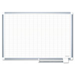 MasterVision™ Gridded Magnetic Porcelain Planning Board, 1 x 2 Grid, 72 x 48, Aluminum Frame orginal image