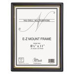 Nudell Plastics EZ Mount Document Frame w/Trim Accent, Plastic Face, 8.5 x 11, Black/Gold, 18/CT orginal image