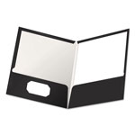 Oxford High Gloss Laminated Paperboard Folder, 100-Sheet Capacity, Black, 25/Box orginal image