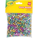 Pacon Crayola Pony Beads - Key Chain, Project, Party, Classroom, Necklace, Bracelet - 400 Piece(s) - Assorted Metallic orginal image