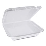 Pactiv Foam Hinged Lid Containers, Dual Tab Lock Happy Face, 8 x 7.75 x 2.25, 1-Compartment, White, 200/Carton orginal image