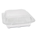 Pactiv Foam Hinged Lid Containers, Dual Tab Lock Economy, 8.42 x 8.15 x 3, 1-Compartment, White, 150/Carton orginal image