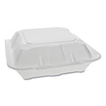 Pactiv Foam Hinged Lid Containers, Dual Tab Lock, 9.13 x 9 x 3.25, 1-Compartment, White, 150/Carton orginal image
